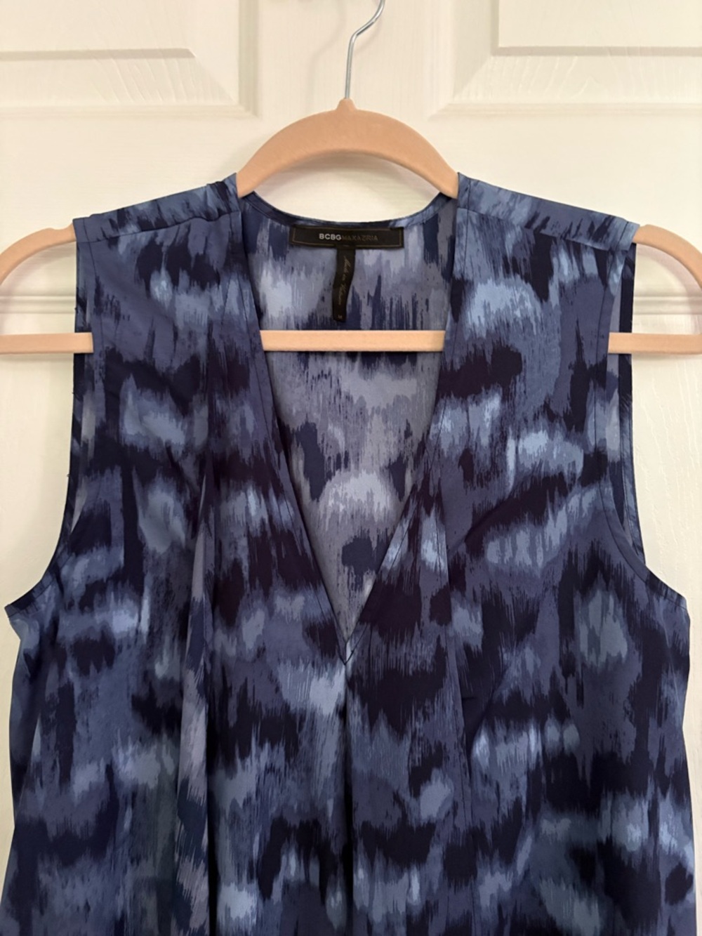 BCBGMaxAzria Navy and Light Blue High-Low Dress